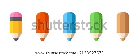 A set of multicolored pencils. Cartoon pencil. Vector clipart isolated on white background.	