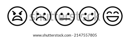 Rating scale or pain scale in the form of emoticons. Vector clipart isolated on white background.