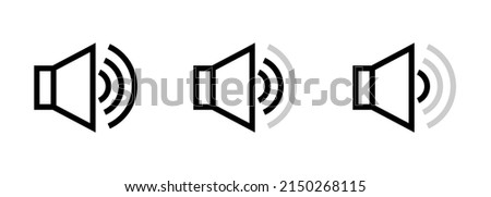 Sound icon 3d. Set of black sound icons. Vector clipart isolated on white background.