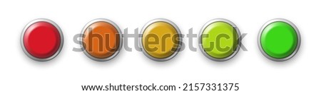 Rating scale or pain scale. From red to green buttons. Vector clipart isolated on white background.