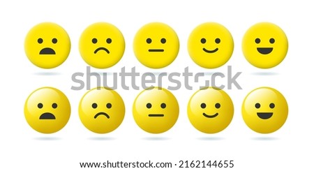 Rating scale or pain scale in the form of emoticons. Vector clipart isolated on white background.