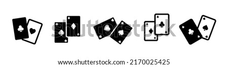 Playing cards icons. Vector black icons isolated on white background.