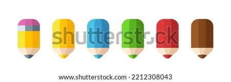 Multicolored pencils. Cartoon pencil. Vector clipart isolated on white background.