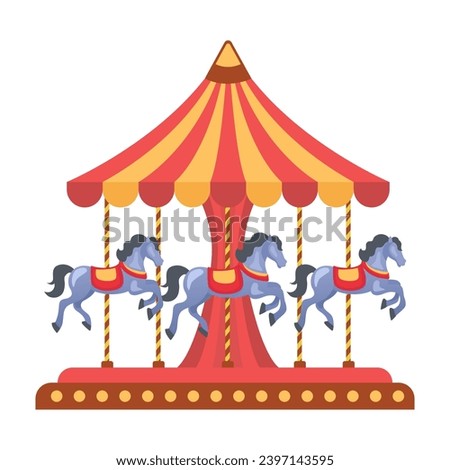 Carousel. Merry go round. Vector clipart isolated on white background.