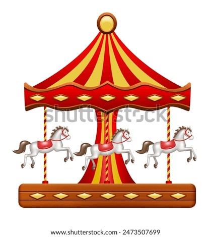 Carousel. Merry go round. Vector 3d clipart isolated on white background.