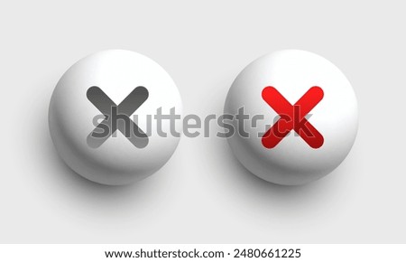 3D cancel icon. Vector clipart isolated on white background.