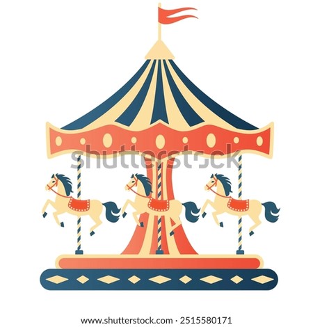 Carousel. Merry go round. Vector clipart isolated on white background.