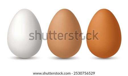 Chicken eggs. Set of vector 3D eggs, isolated on a white background.