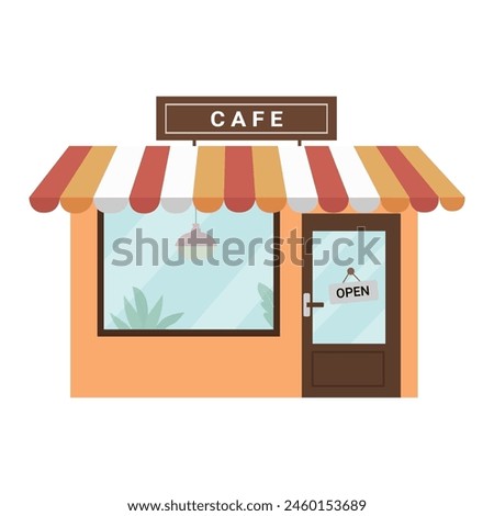 Modern coffeehouse exterior. Cozy coffee shop facade.Traditional popular place to meet, drink and eat.Flat style vector illustration isolated on white background.