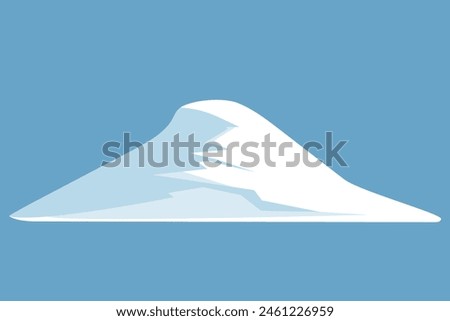 A minimalist, flat illustration of an immense snowdrift, isolated against a serene blue background. 