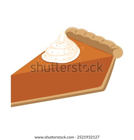 Pumpkin Pie Slice with Cream. National Pumpkin Cheesecake Day.Vector Illustrtion Illustration