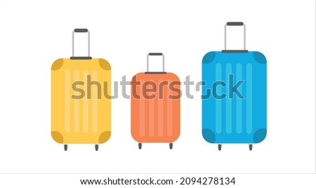 A set of three suitcases. Family suitcases. Vector illustration