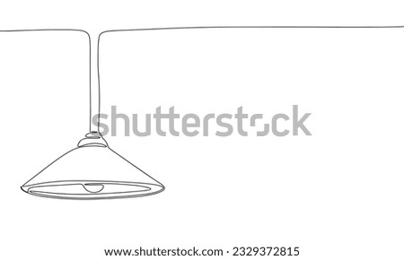 Ceiling lamp silhouette vector. One line continuous vector line art outline illustration. Isolated on white background.