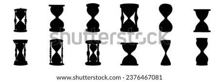 Set of hourglasses silhouette. Hand drawn hourglasses silhouette isolated on white background. Vector illustration.