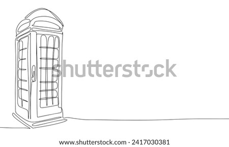 Phone Booth one line continuous. Line art Phone Booth retro banner concept. Hand drawn vector art.