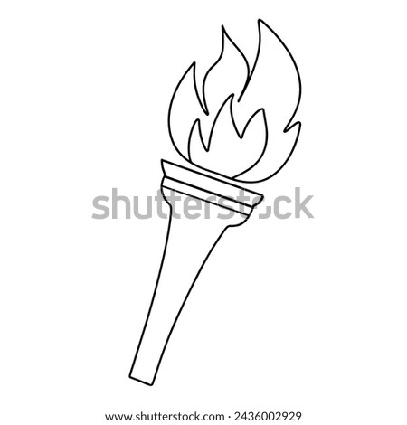 Hand drawn doodle torch flame icon. Outline family clipart. Hand drawn vector art.