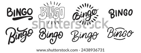 Collection of Bingo text banner isolated on transparent background. Hand drawn vector art