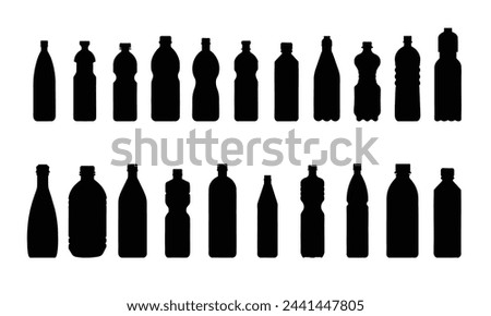 Big collection of bottle silhouettes. Hand drawn vector art.