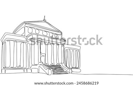 Government building one line continuous. University building line art. Hand drawn vector art.