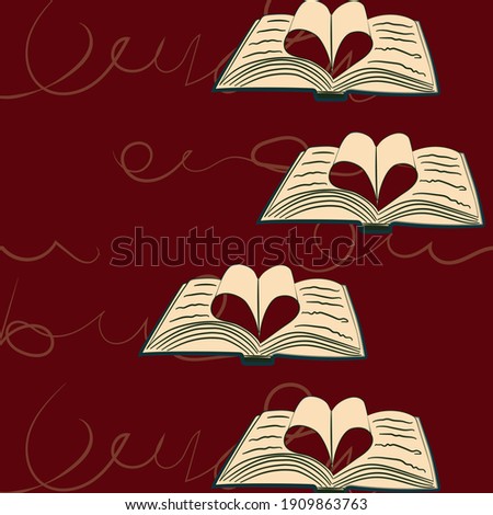 love for books pattern. hand drawn