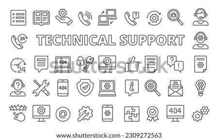 Set of Technical support  icons in line design. Computer support,Tech support, IT helpdesk, Hardware repair.  Technical support vector illustrations. icons isolated on while background vector