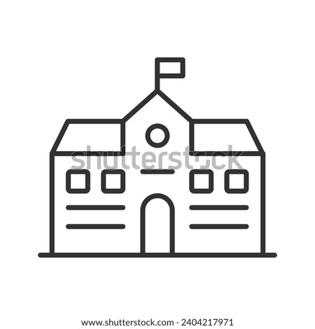 High school building icon line design. High, School, Building, Education, Campus, Learning, Institute, College, University, Academic vector illustration. High school building editable stroke icon.