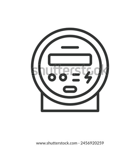 Electric meter, in line design. Electric, Meter, Measurement, Utility, Consumption, Power on white background vector. Electric meter editable stroke icon.