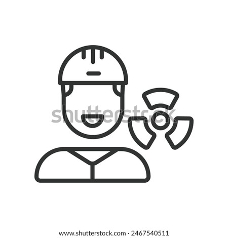 Nuclear engineering, in line design. Nuclear, Engineering, Reactor, Atomic, Energy, Power, Radiation on white background vector. Nuclear engineering editable stroke icon.