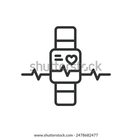 Heart Rate Monitor, in line design. Heart, rate, monitor, pulse, beat, heartbeat, rhythm on white background vector. Heart Rate Monitor editable stroke icon.