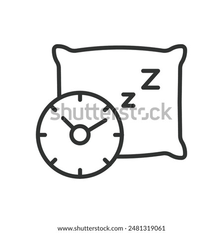 Sleeping time, in line design. Sleeping time, sleep, bedtime, night, rest, dreams, night sleep on white background vector. Sleeping time editable stroke icon.