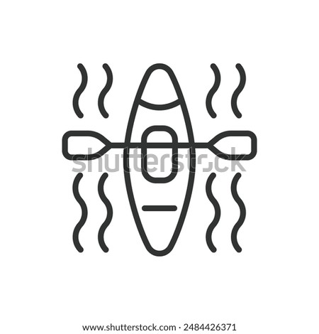 Water activities, in line design. Water activities, swimming, surfing, kayaking, water sports, diving, paddleboarding on white background vector. Water activities editable stroke icon.