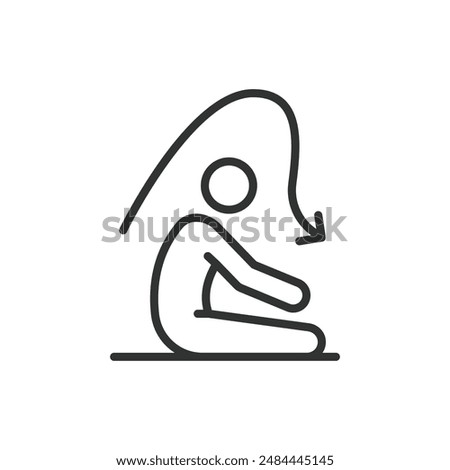 Stretching, in line design. Stretching, flexibility, warm-up, stretch, yoga, mobility, stretching icon on white background vector. Stretching editable stroke icon.