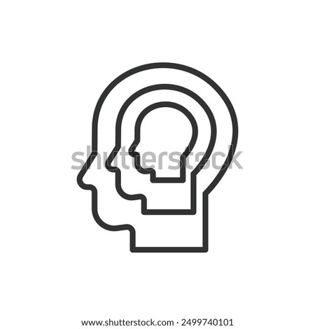 Super ego, in line design. Super ego, Id, Ego, Freudian theory, Psychology, Psychoanalysis, Personality on white background vector. Super ego editable stroke icon.