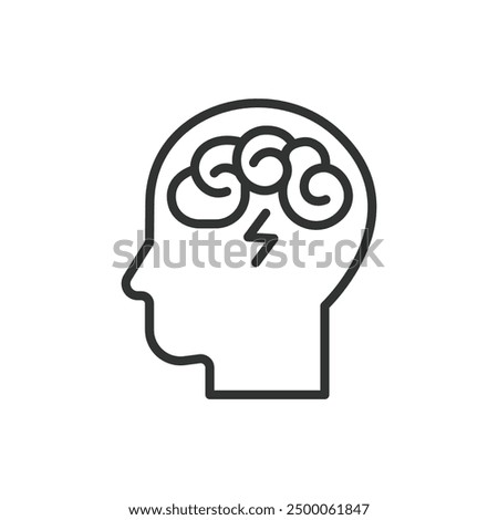 Confused icon, in line design. Mental clarity, Cognitive disorientation, Mental confusion, brain fog, Cognitive impairment on white background vector. Confusion editable stroke icon.