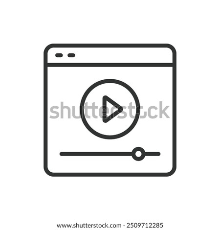 Play video, in line design. Playback, Play button, controls, Media player, Video streaming, Video icon on white background vector. Play video editable stroke icon.