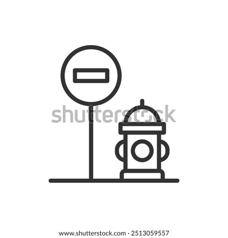 Forbidden Way, in line design. Forbidden way, no entry, roadblock, do not enter, restricted access, prohibition on white background vector. Forbidden Way, editable stroke icon.