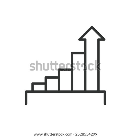 Progress, in line design. Progress, growth, development, improvement, advancement, innovation, milestones on white background vector. Progress, in line design editable stroke icon