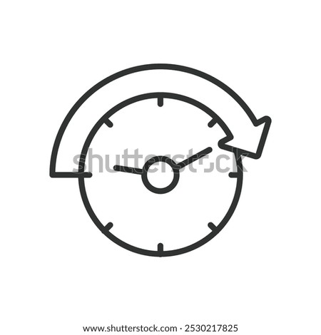 Overtime, in line design. Overtime, extra hours, work late, time extension, additional work, overworking, time management on white background vector. Overtime editable stroke icon