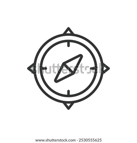 Compass, in line design. Compass, navigation, direction, north, travel, way finding, orientation on white background vector. Compass editable stroke icon