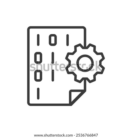 Code File, in line design. Code, file, document, programming, data, software, script on white background vector. Code File editable stroke icon