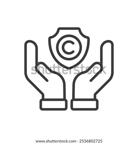 Defenses to Copyright Infringement, in line design. Fair use, legal, defense, copyright, commentary on white background vector. Defenses to Copyright Infringement editable stroke icon