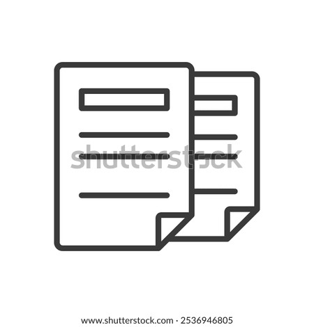 Two files, in line design. Files, documents, data, double, folder, paperwork, records on white background vector. Two files editable stroke icon