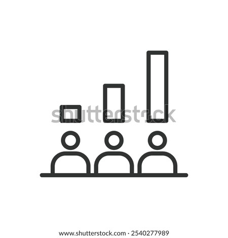 Vote stats, icon in line design. Vote, stats, statistics, election, results, data, polling on white background vector. Vote stats editable stroke icon