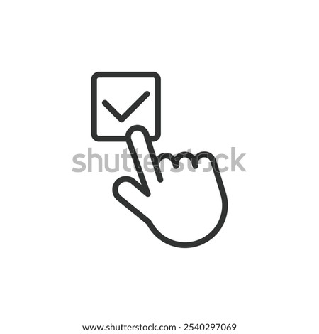 Choice checkbox, icon in line design. Choice, checkbox, select, options, decision, preferences, confirmation on white background vector. Choice checkbox editable stroke icon