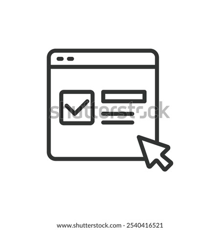 Online candidate selection, icon in line design. Online, candidate, selection, voting, digital, choice, election on white background vector. Online candidate selection editable stroke icon