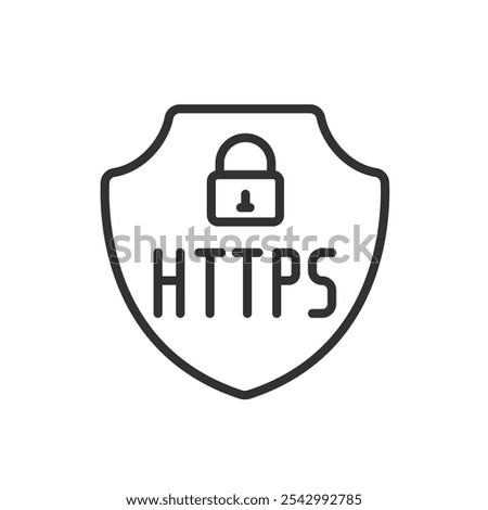 Secure HTTPS, icon in line design. Secure, HTTPS, protocol, encryption, website, protection, SSL on white background vector. Secure HTTPS editable stroke icon