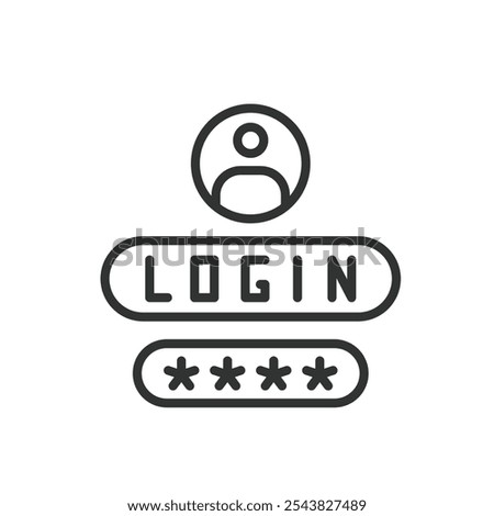 Login and password account, icon in line design. Login, password, account, access, authentication, security, credentials on white background vector. Login and password account editable stroke icon