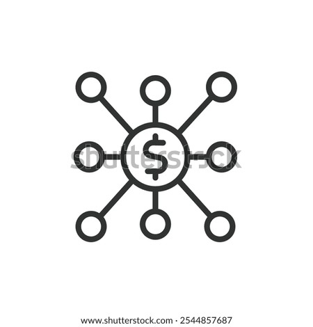 Diversification business, icon in line design. Diversification, business, strategy, growth, investment, risk, market on white background vector. Diversification business editable stroke icon