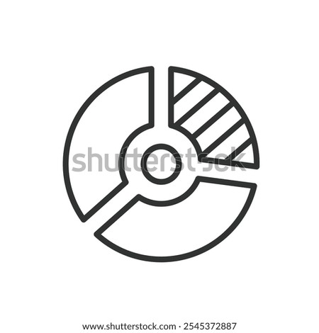 Doughnut chart segment, icon in line design. Doughnut, chart, segment, data, division, slice, percentage on white background vector. Doughnut chart segment editable stroke icon