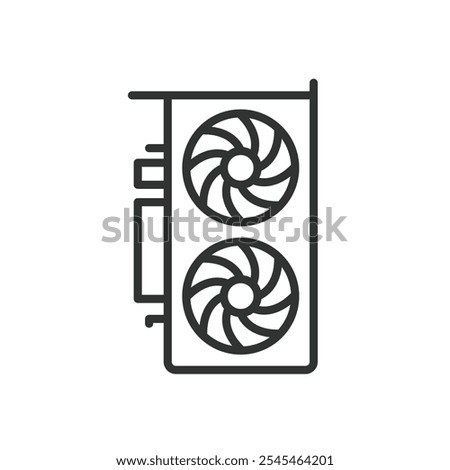 Video Card, icon in line design. Video, card, graphics, GPU, hardware, computer, performance on white background vector. Video Card editable stroke icon